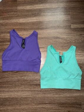 PINK Victoria's Secret Racerback Crop Tops — Purple & Mint